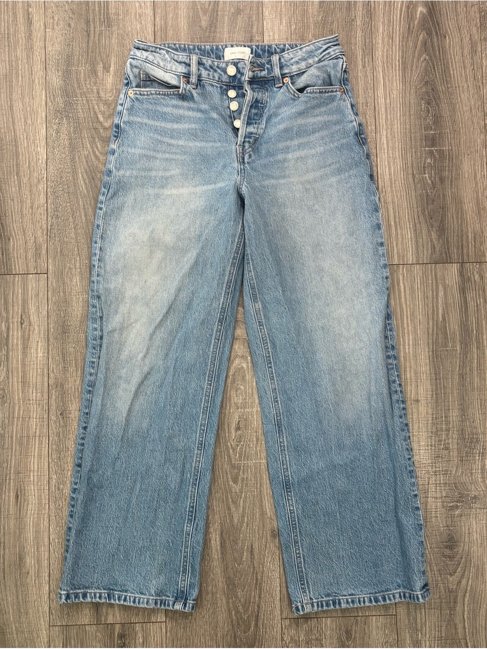 OAK + FORT Women’s Size 26 High Rise Button Fly Straight Leg Jeans